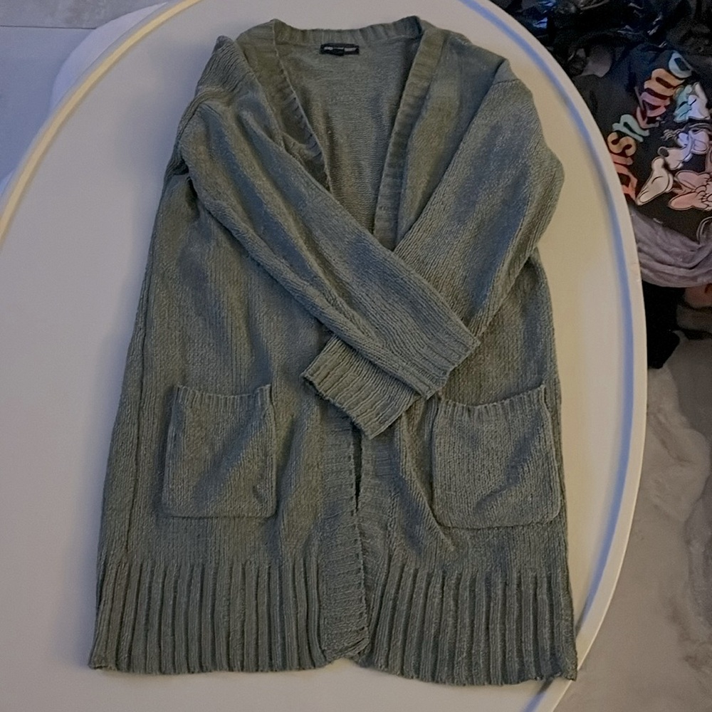 Chenille Olive Green Cardigan
